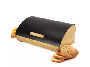 Porta pães black e bambu - dolce home