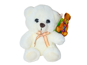 Pelúcia de ursinho branco antialérgico com laçinho - fizzy