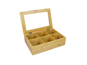 Caixa multiuso com divisórias e tampa em bambu 