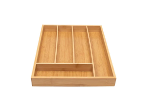 Porta talheres de bambu multiuso para organização da cozinha