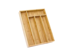 Porta talheres de bambu multiuso para organização da cozinha