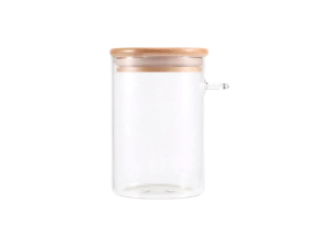 Pote de vidro com colher 650ml com tampa de bambu delicado