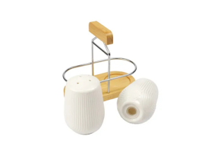 Saleiro e pimenteiro com suporte - linha oasis - hauskraft