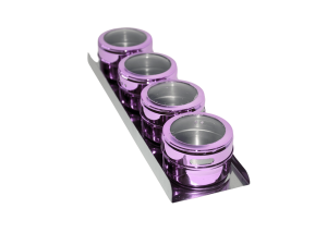 Porta condimentos, 4 pecas c/bandeja rosa - wellmix