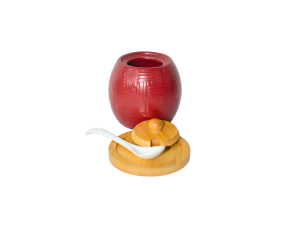 Açucareiro ceramica c/tampa bambu 250ml wx18852