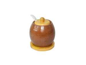Açucareiro ceramica c/tampa bambu 250ml wx18862
