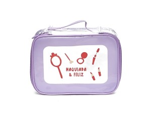 Necesseire roxa e transparente mquiada e feliz - FRIO03 - QUALIS