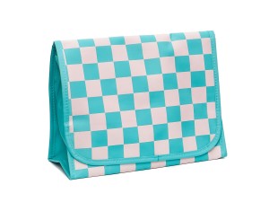 Necessaire formato retangular xadrez verde e rosa para o dia-a-dia - fri012 - QUALIS