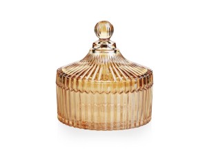 Bomboniere de vidro 255ml detalhada cor gold - 16150 - INGÁ