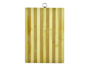 Tabua de corte bambu listrada e com alça em inox resistente -  cx060 - CASITA