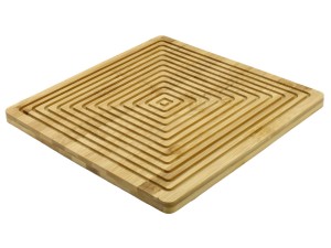 Descanso de panela retangular com detalhes e linhas em bambu ecológico - CX145 - CASITA