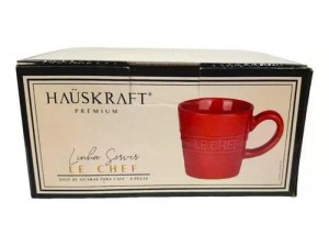Jogo com 4 xíacaras de café premium - linha le chef - vermelhas - hauscraft