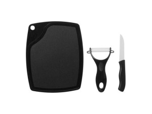 Jogo culinário c/3 peças tábua, ralador e faca para corte de legumes e carnes -  CJCU001/PT - HAUSKRAFT