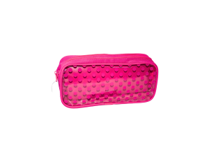 Estojo escolar com 2 espaços pink com bolinhas - 5594 - AMIGOLD