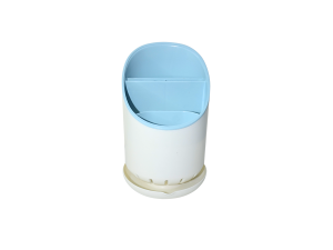 Escorredor em plástico com 3 espaços para garfos, facas - azul e branco - 5606 - BONO