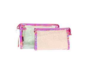 Kit necessaire com 2 peças femino tons pastéis - nec-c09fc - QUALIS