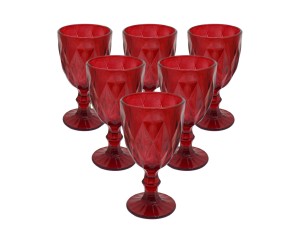 Jogo de taças texturizadas vermelhas premium com 6 unidades- ca16183vm - CASITA