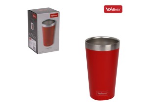Copo térmico inox 470ml vermelho para bebidas quentes ou frias – wx10702 - wellmix