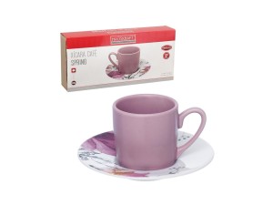 Jogo de  xicara cafe com 12 xícaras rosa bebê-  80ml -  jgxc053 - hauskraft 