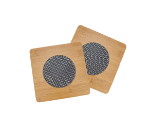 Descanso de panela em bambu e tecido para mesa posta - 14,5 cm - SQ - SQ-4407