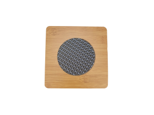 Descanso de panela em bambu e tecido para mesa posta - 14,5 cm - SQ - SQ-4407