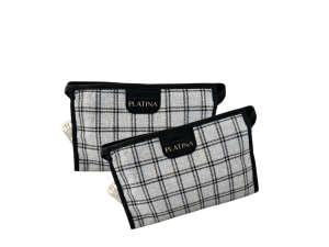 Necessaire feminina 23cm com zíper preta e cinza - CB3852 - c3b