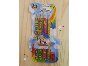 Lápis multicolorido com apontador e 4 lápis – chb-04