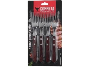 Kit completo com 4 garfos em inox e madeira vintage - CORNETA -  9610014 