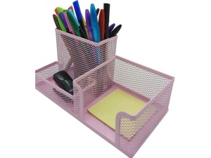 Porta Objeto com 3 Partimentos em Metal Rosa – HE66305 