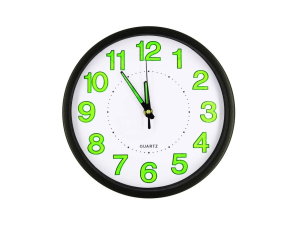 Relógio de parede preto e verde neon - quartz