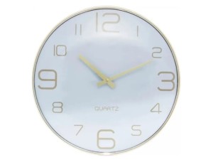 Relógio de Parede Chronos Branco c/ Dourado 30,5x4,6cm – 5799 