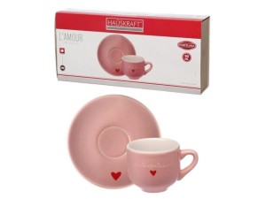 Jogo de Xícaras de Chá Lamour Rosa com 6 Peças 160ml – JGCH-044RS