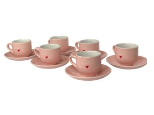 Jogo de Xícaras de Chá Lamour Rosa com 6 Peças 90ml – JGXC-047RS Hauskraft