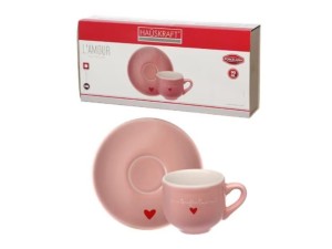 Jogo de Xícaras de Chá Lamour Rosa com 6 Peças 90ml – JGXC-047RS Hauskraft