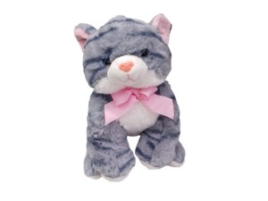 Gato de Pelúcia Azul com Laço Rosa 24cm FE7213 Fizzy