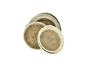 Cesta Decorativa de Bambu e Tecido 