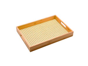 Bandeja de bambu (30x5cm ) com design moderno e alça - hauskraft