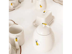 Pote redondo 700ml de porcelana - linha bee - hauscraft