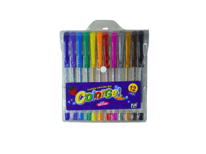 Caneta gel com glitter – 12 cores brilhantes - max-c9012