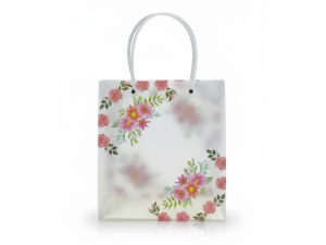 Sacola de Plástico com Flores  22x10x24cm – ML2025-012