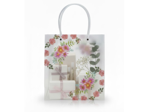 Sacola de Plástico com Flores  22x10x24cm – ML2025-012