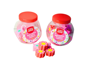 Pote de borrachas divertidas c/12 unidades - estelas e flores - yin's -  yp8201