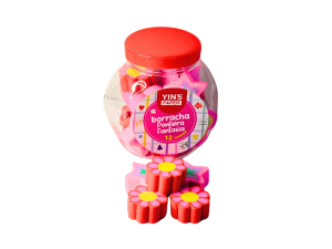 Pote de borrachas divertidas c/12 unidades - estelas e flores - yin's -  yp8201