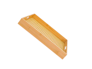 Bandeja de bambu (30x5cm ) com design moderno e alça - hauskraft