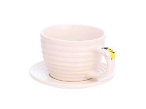 Jogo de 4 xíacaras em porcelana beges 230ml - linha bee - hauscraft