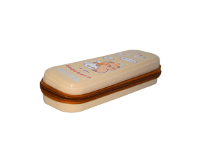 Estojo escolar rígido bege e marrom capivara - mj525