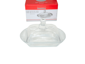 Manteigueira graffiato de vidro transparente  - hauskraft