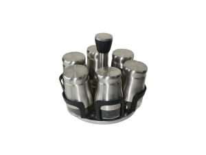 Porta tempero kit c/6 peças em inox com base - unihome