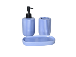 Kit banheiro c/3 pcs azul com desgin comtemporâneo - gx8803b