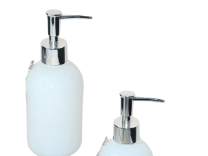 Porta sabonete liquido de vidro branco 400ml - hauskraft - psbl-007